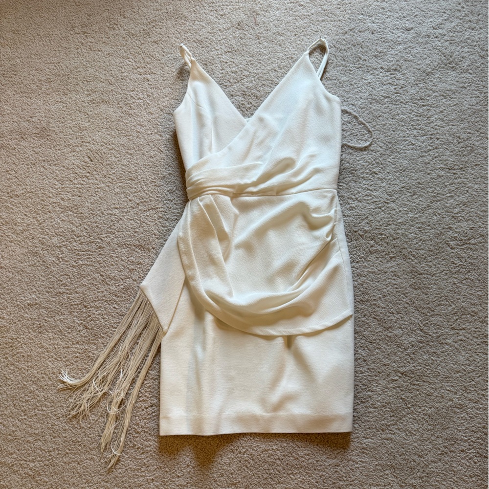 Dress the Population Cream Textured Dress